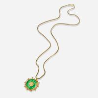 A 22K Yellow Gold and Jadeite Pendant on a 14K Yellow Gold Chain