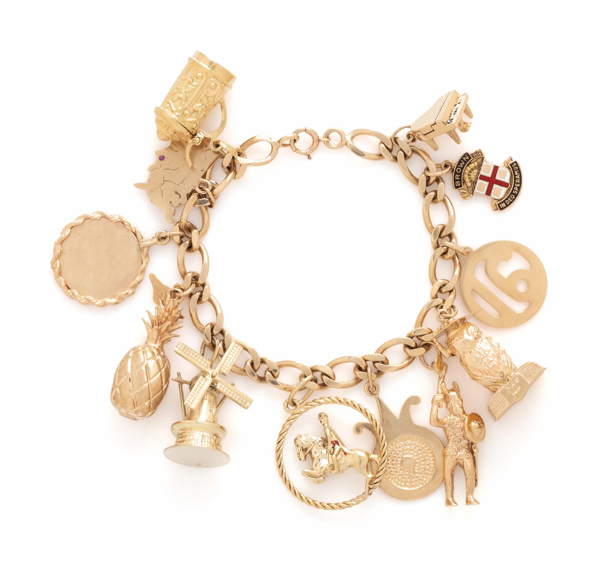 YELLOW GOLD CHARM BRACELET