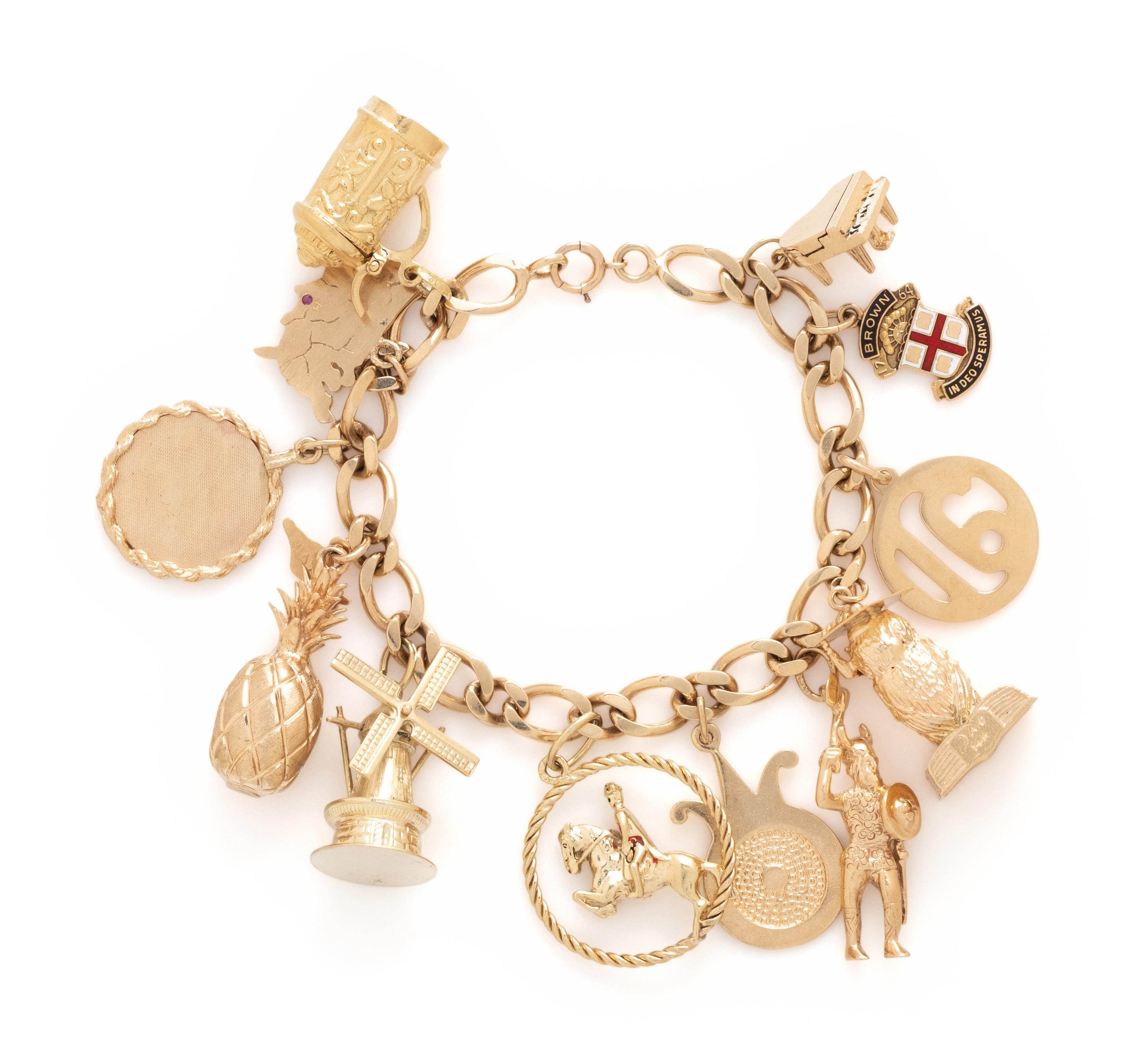 YELLOW GOLD CHARM BRACELET