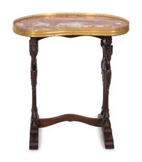 A Diminuitive Continental Carved Mahogany Side Table