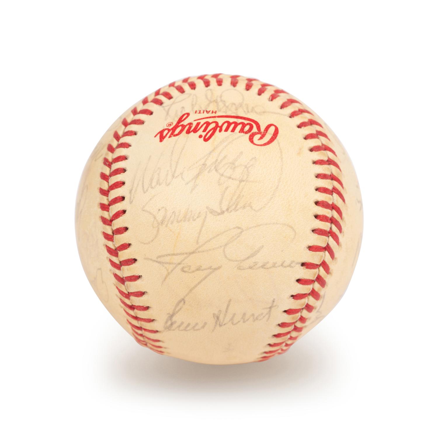 A 1986 Boston Red Sox American League Champions Team Signed Autograph Baseball with 30 Signatures (Beckett Authentication Services Letter BAS Certified),
