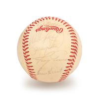 A 1986 Boston Red Sox American League Champions Team Signed Autograph Baseball with 30 Signatures (Beckett Authentication Services Letter BAS Certified),