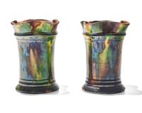 Two Multi-Glazed Vases, Probably Shenandoah Valley, Late 19th Century