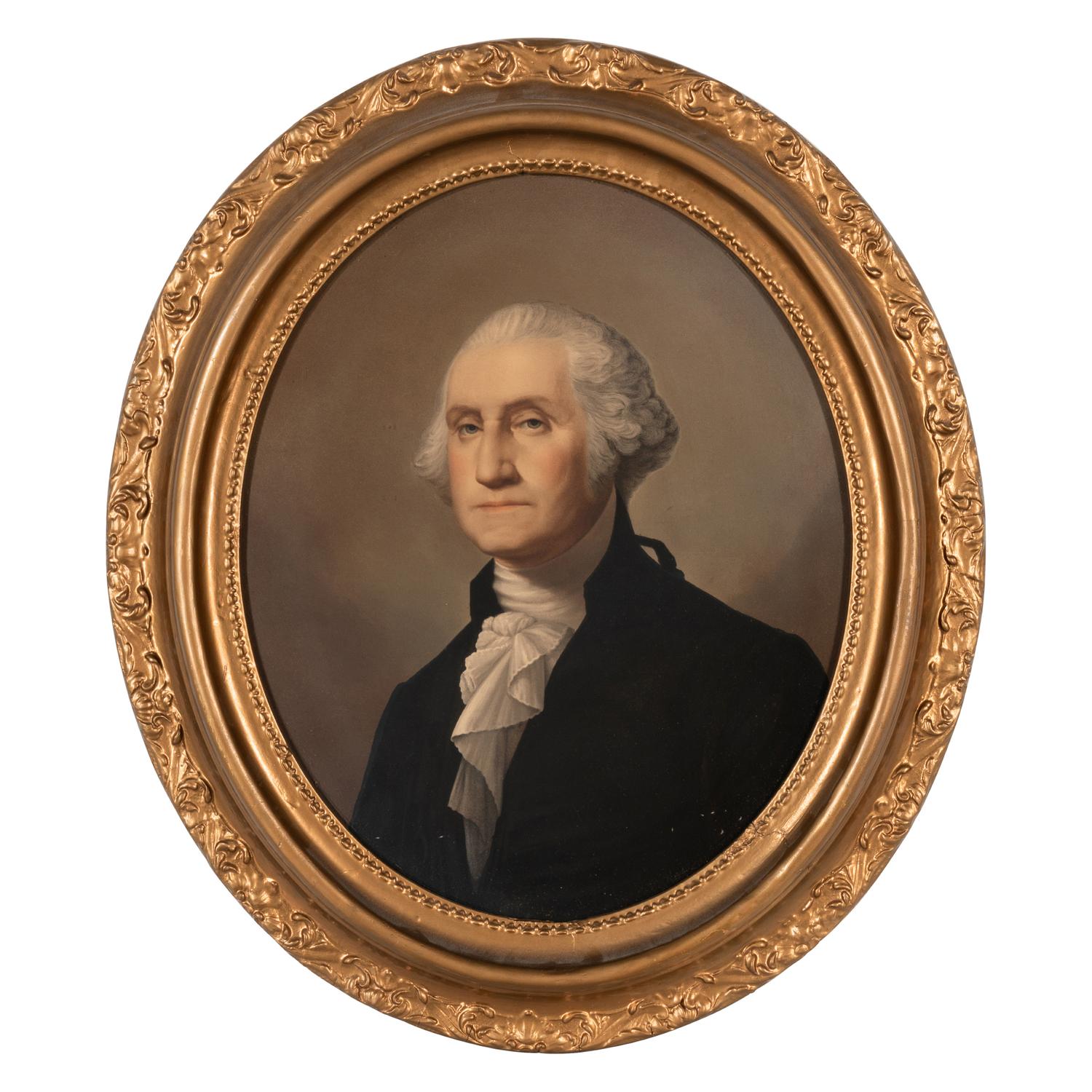 Elijah C. Middleton (American, 1818-1883) Portraits of George Washington and Abraham Lincoln , 1864 Chromolithographic oval portraits on canvas-backed paper