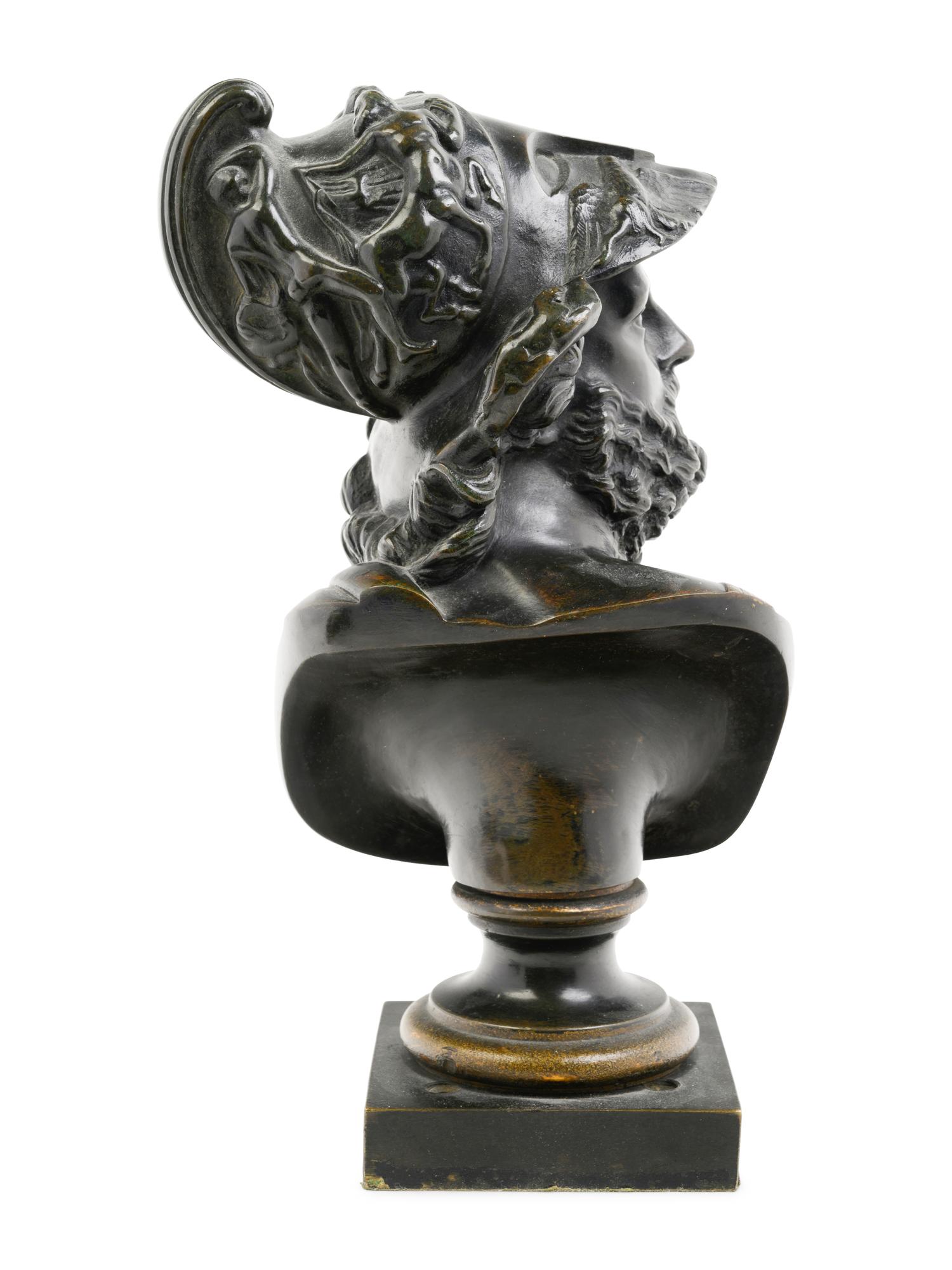A Grand Tour Gilt and Patinated Bronze Bust of Menelaus