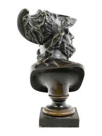A Grand Tour Gilt and Patinated Bronze Bust of Menelaus