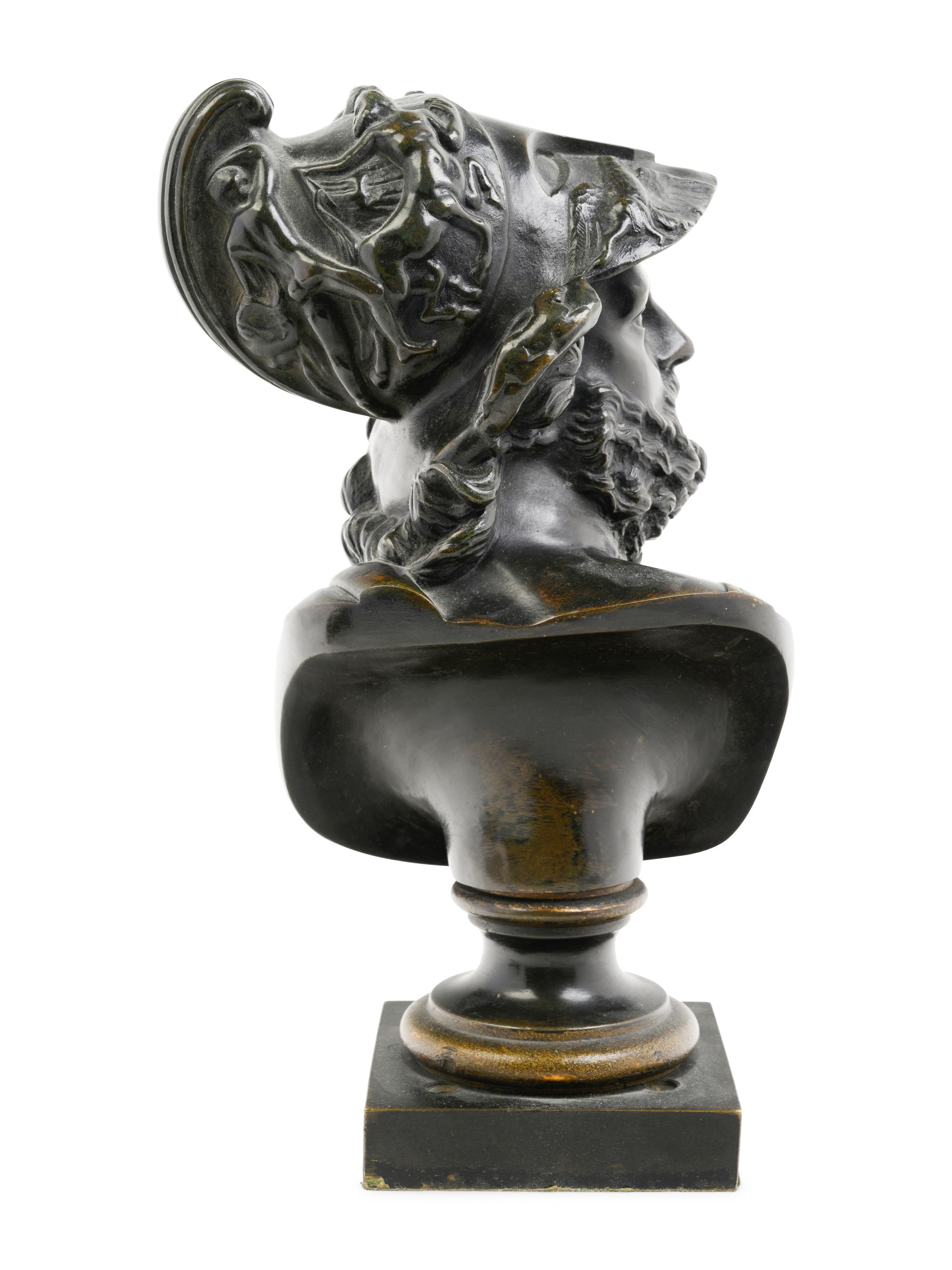 A Grand Tour Gilt and Patinated Bronze Bust of Menelaus