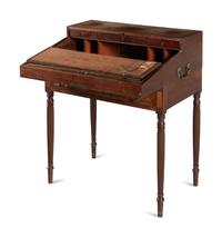 A Late Federal Brass-Mounted Mahogany and Maple Campaign Desk