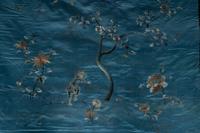 Two Chinese Blue Embroidered Silk Hanging Panels