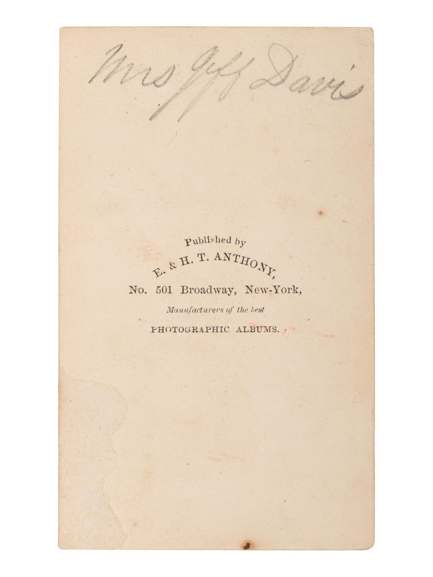 [DAVIS, Jefferson (1808-1889)]. 3 CDVs of Jefferson DAVIS, Varina DAVIS, and Alexander H. Stephens.