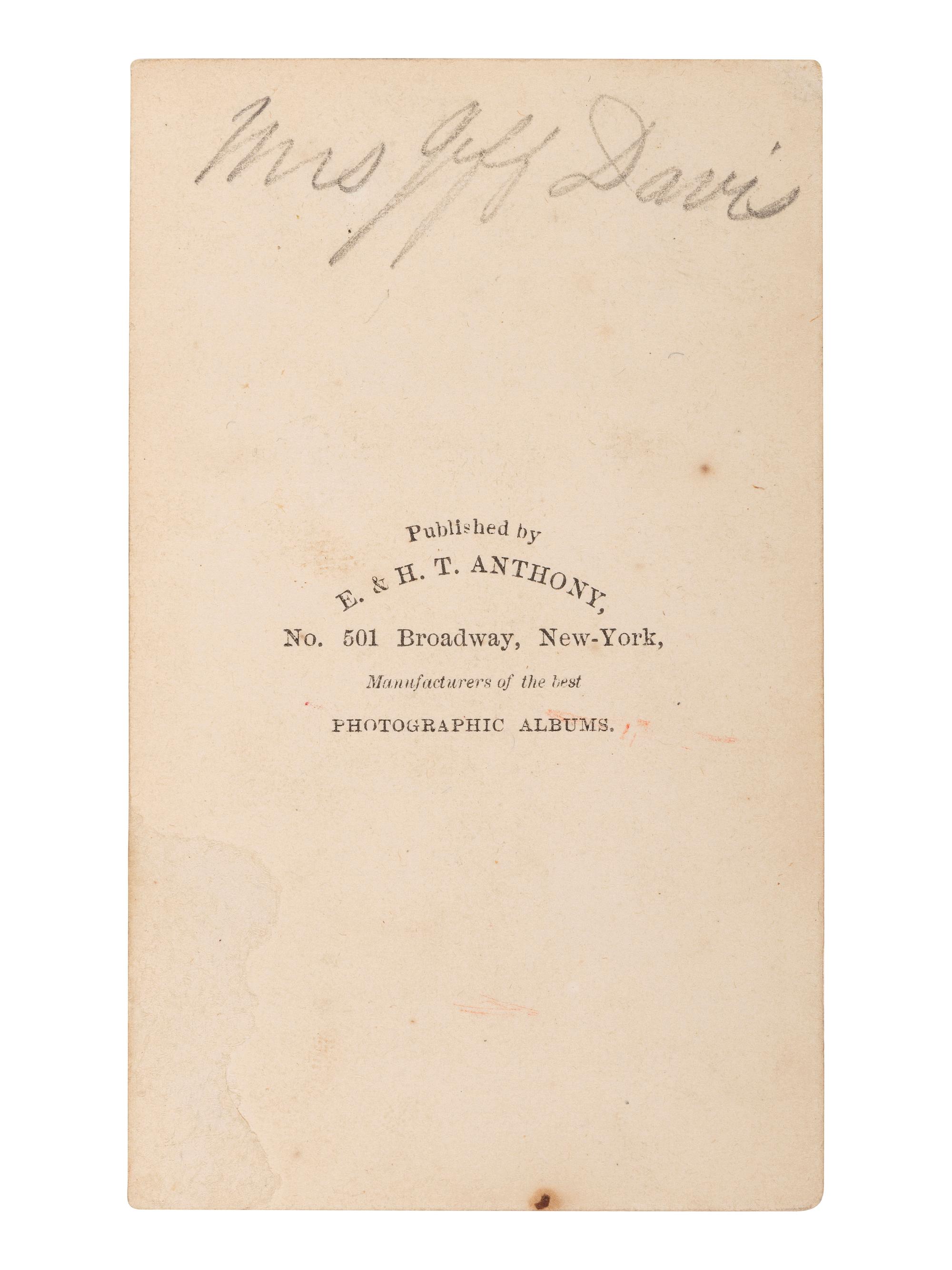 [DAVIS, Jefferson (1808-1889)]. 3 CDVs of Jefferson DAVIS, Varina DAVIS, and Alexander H. Stephens.