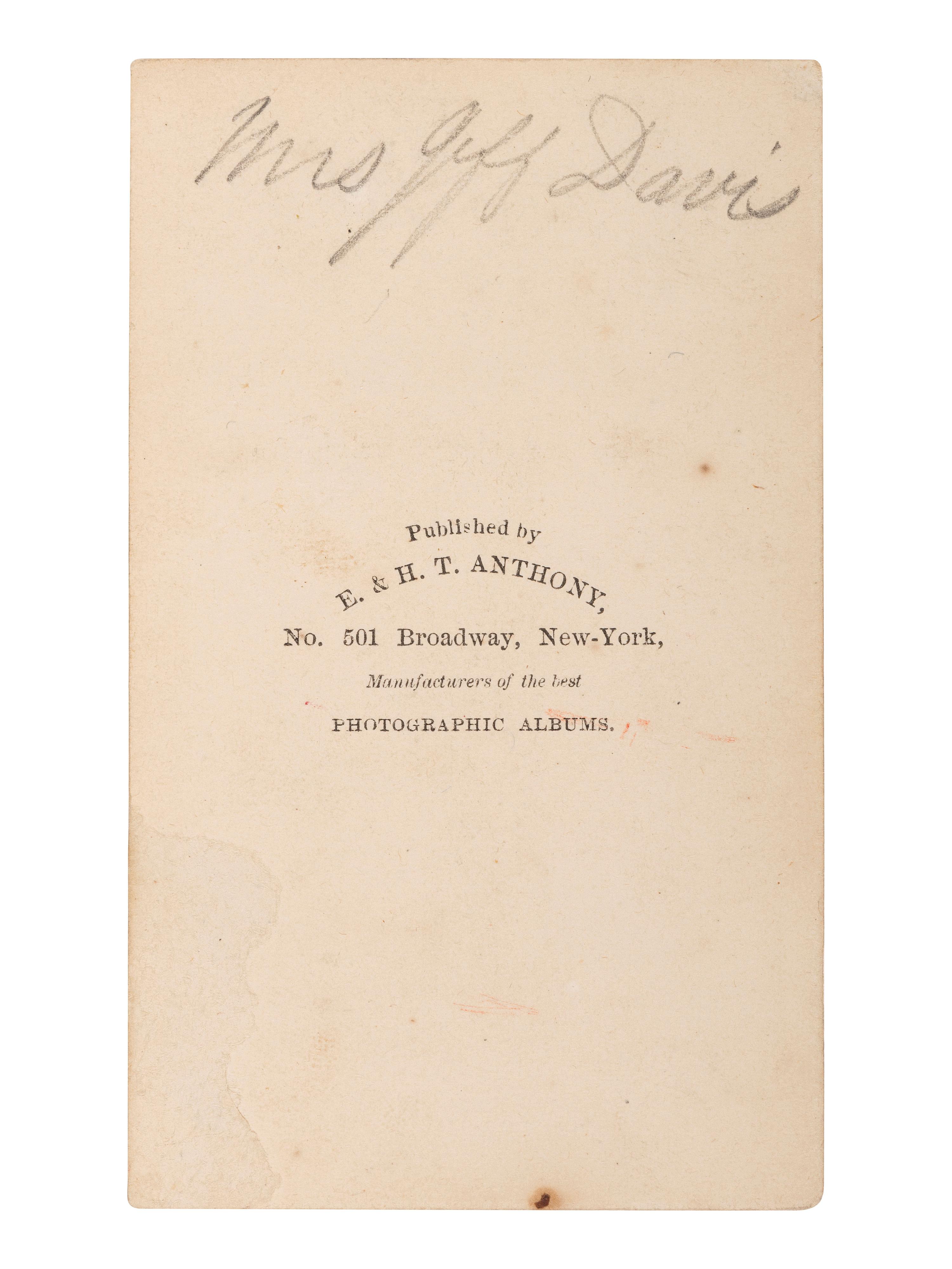 [DAVIS, Jefferson (1808-1889)]. 3 CDVs of Jefferson DAVIS, Varina DAVIS, and Alexander H. Stephens.