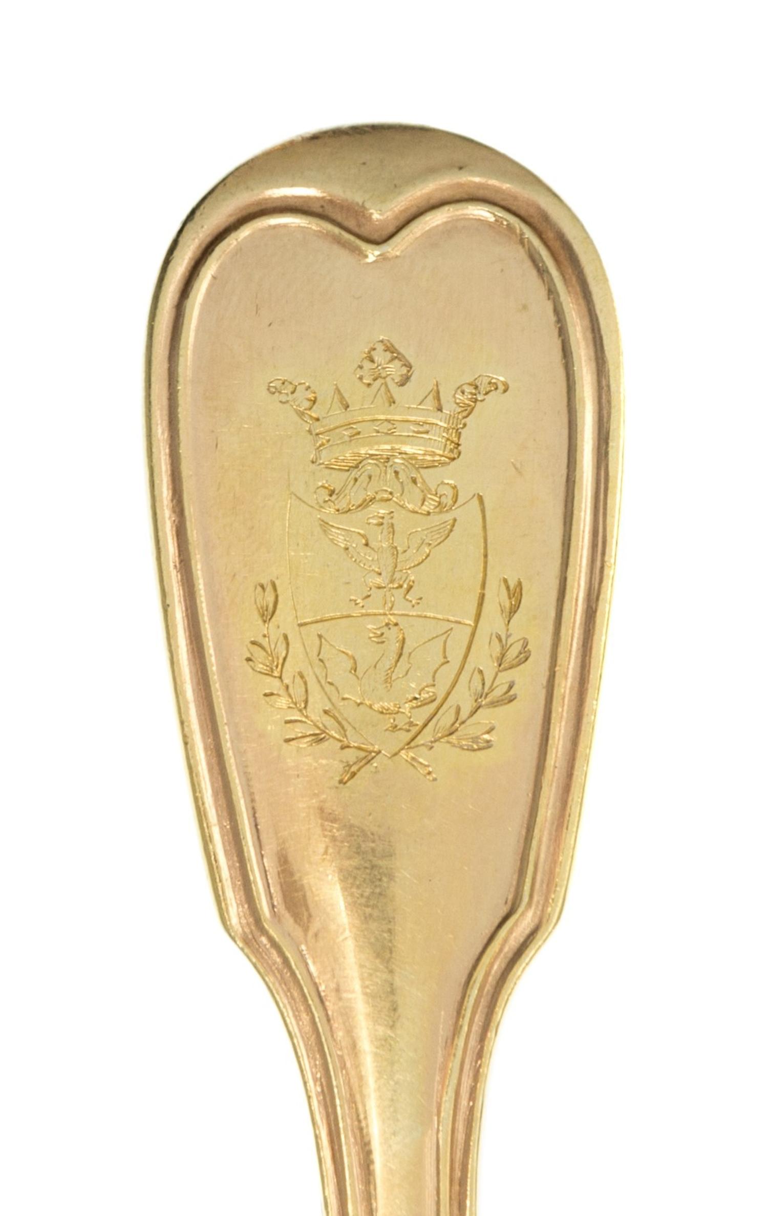 An Important Empire Silver-Gilt Flatware Service, Francois-Dominique Naudin and Martin Guillaume Biennais, Paris, Circa 1804-1814, comp