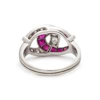 GUMBINER, DIAMOND AND RUBY HORSESHOE RING