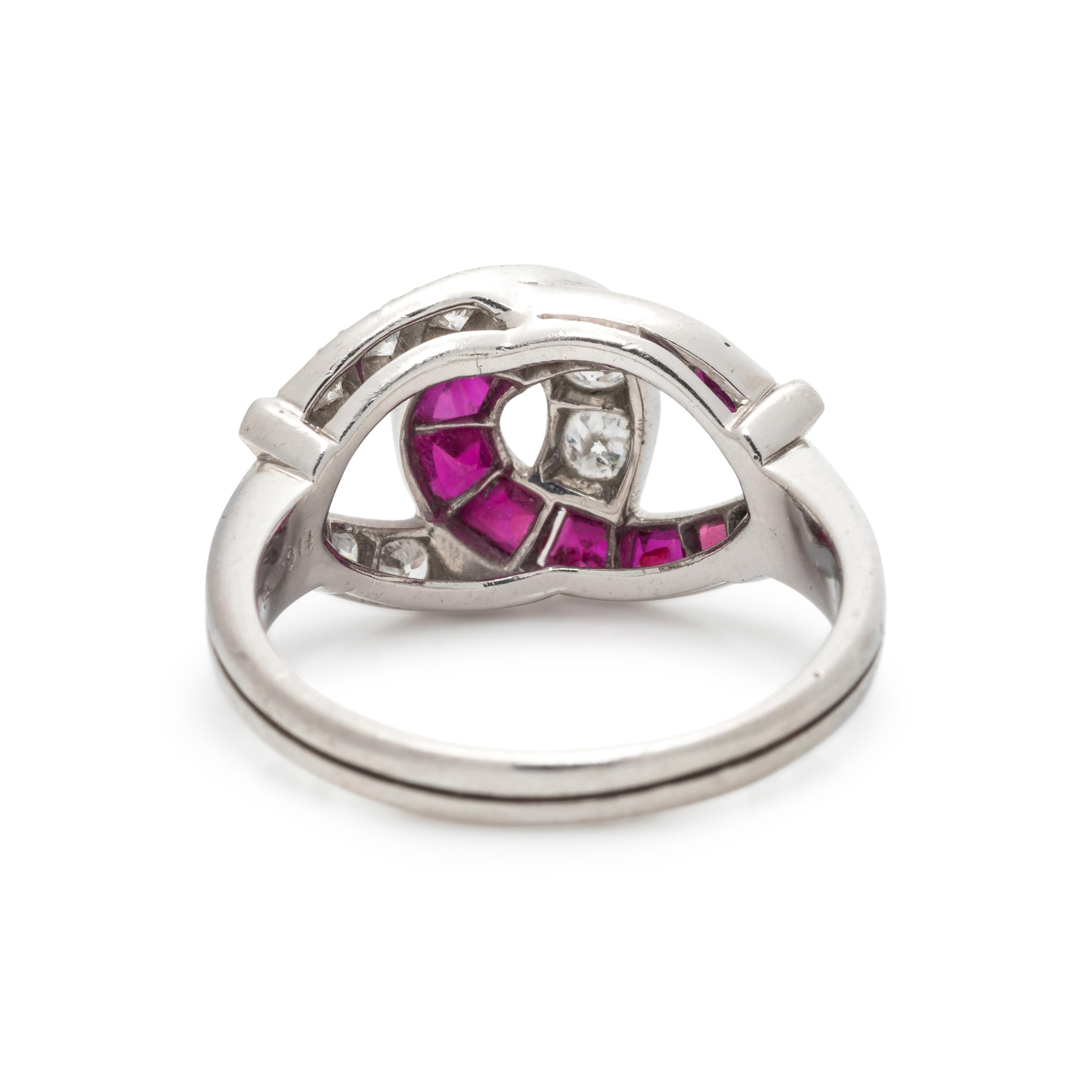 GUMBINER, DIAMOND AND RUBY HORSESHOE RING