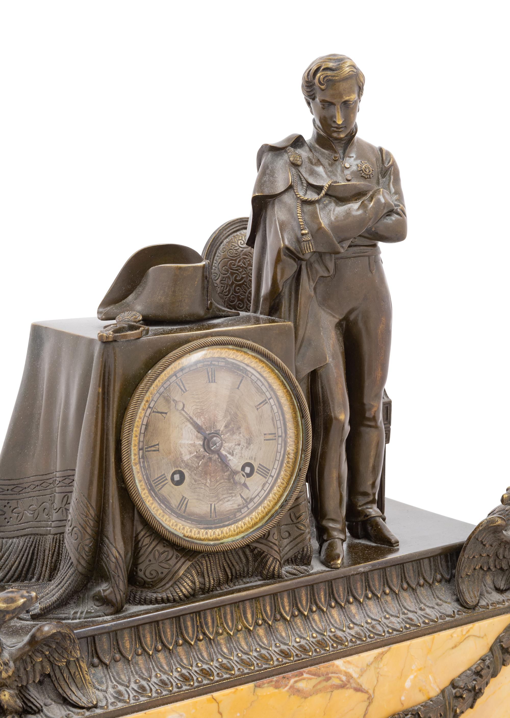 A Louis Philippe Bronze and Sienna Marble Clock