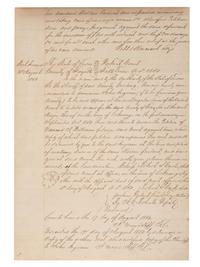 [SLAVERY & ABOLITION]. Manuscript court document related to the sale of an enslaved woman named "Frances," Fayette County, TX, 1857.