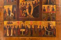 A Russian Icon of the Descent with Feasts