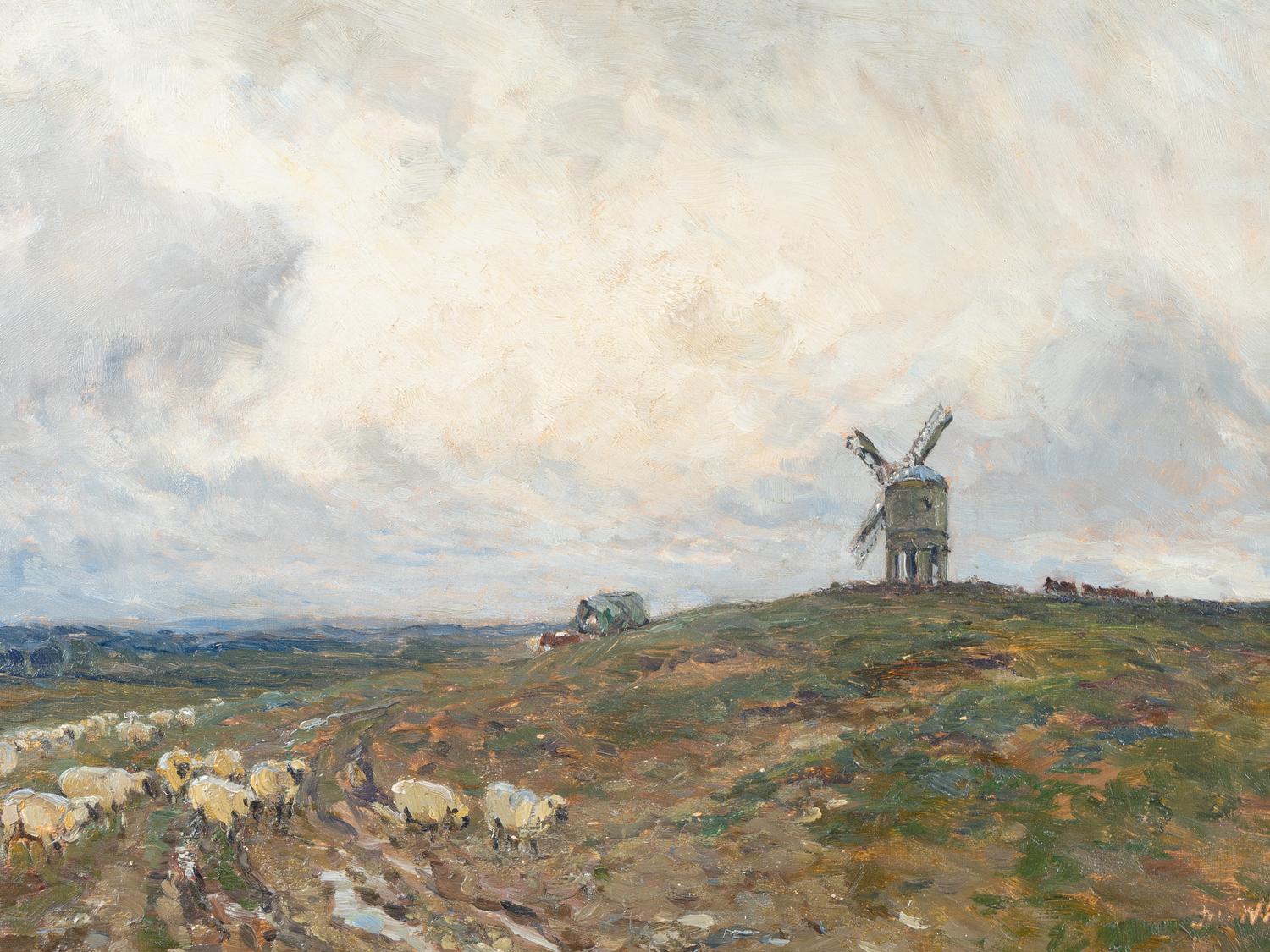 Two Works; Barbizon scene of sheep in a landscape and Sutton Poyntz