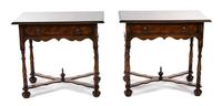 A Pair of William & Mary Style Oyster-Veneered Walnut Side Tables