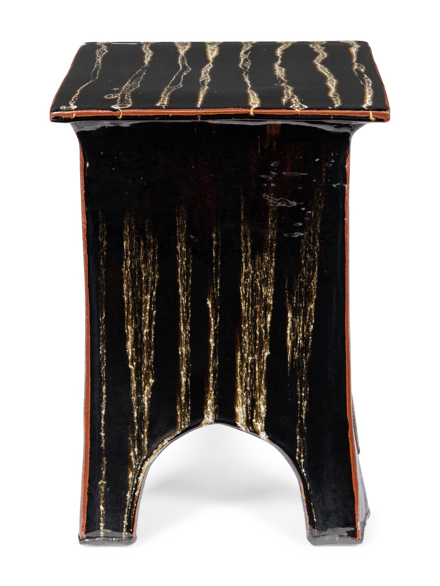 A Brown-Glazed Ceramic Side Table
