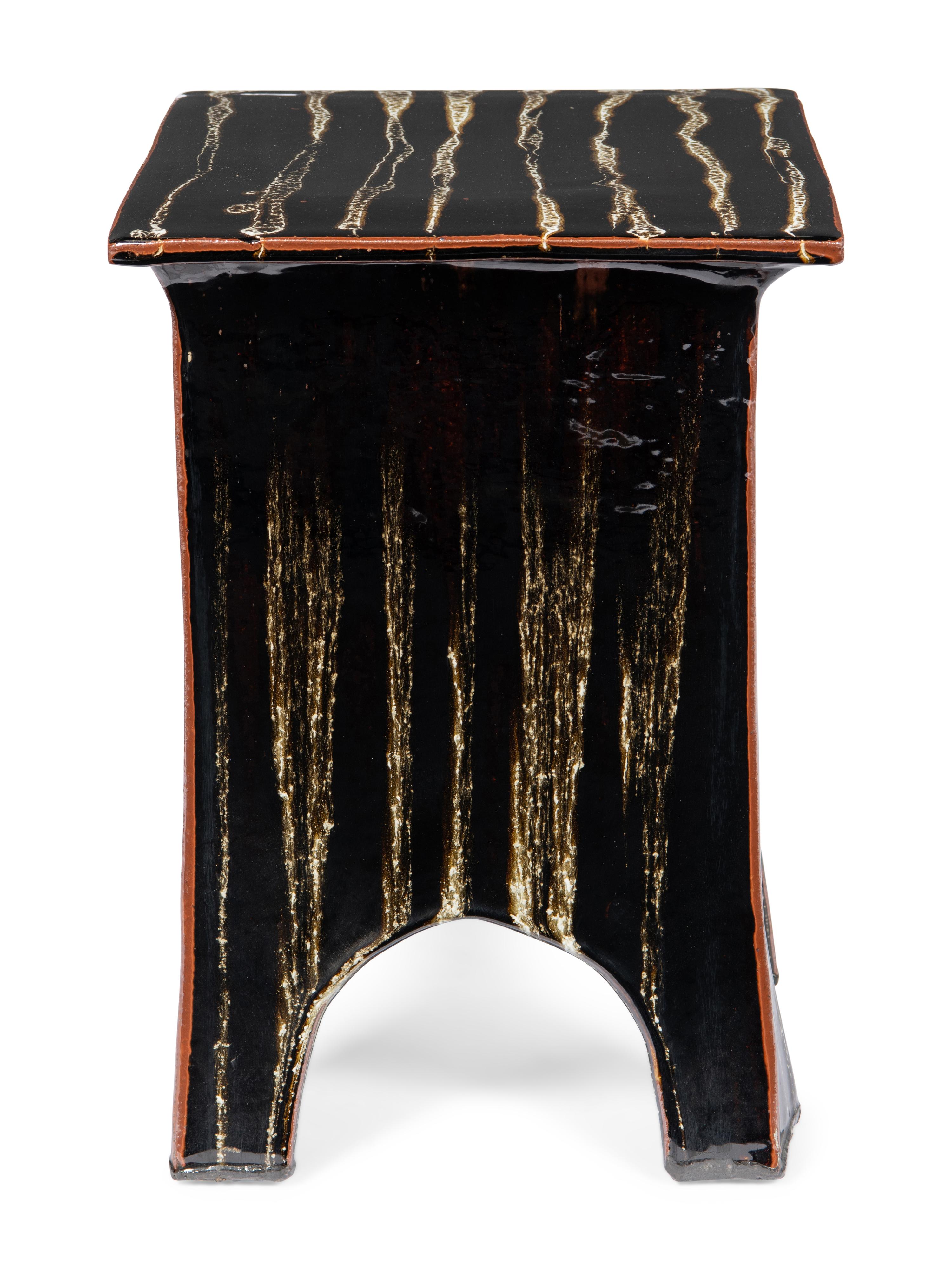 A Brown-Glazed Ceramic Side Table