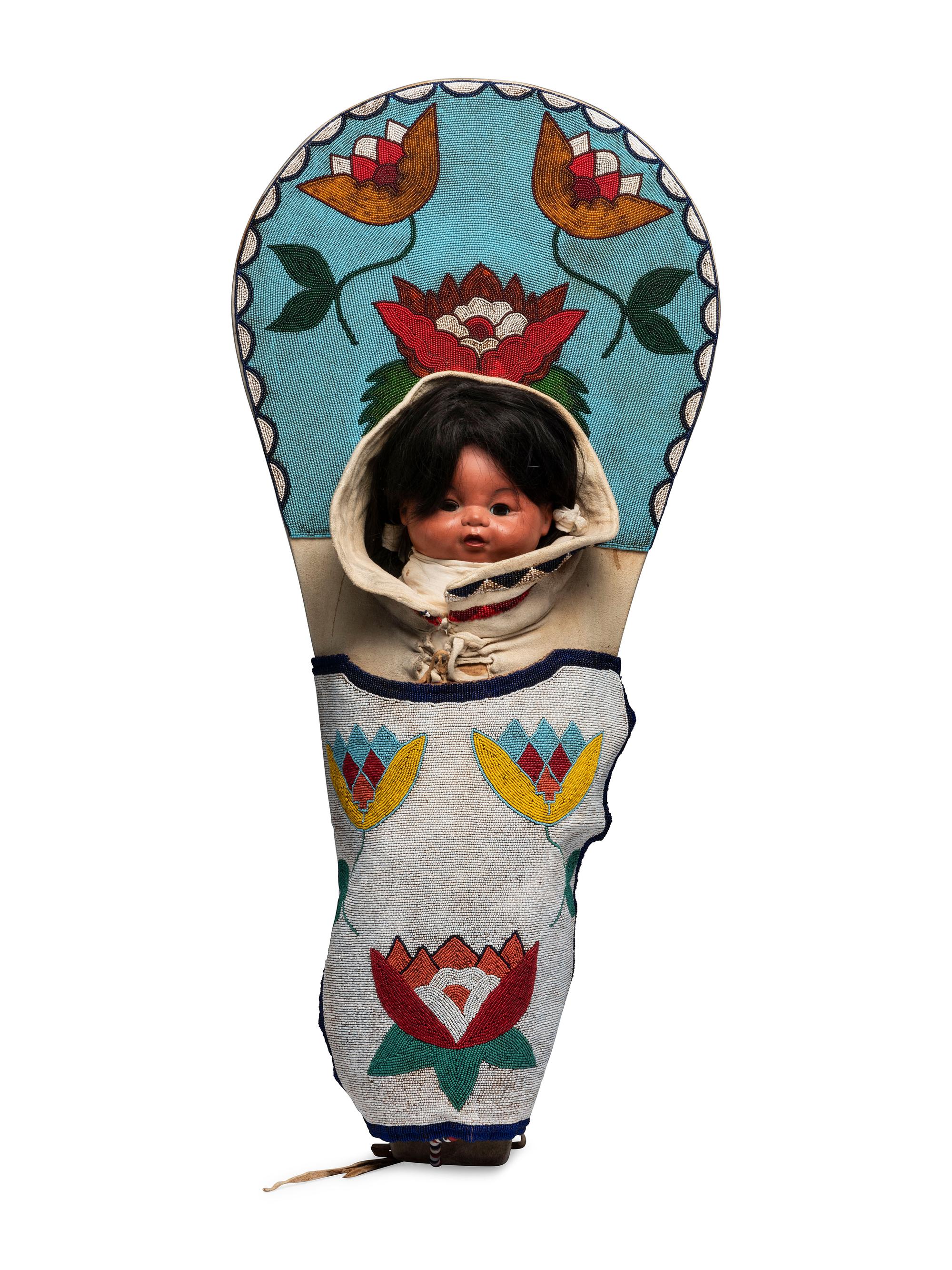 Plateau Beaded Hide Doll Cradle