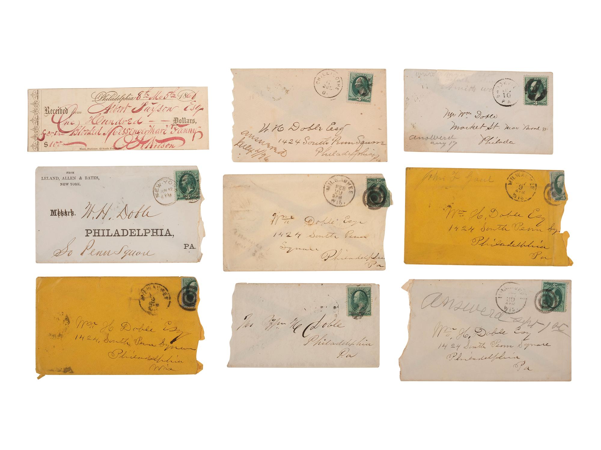 [AMERICANA - HORSE RACING]. Manuscript archive identified to world-renowned trainer and jocky William H. Doble (ca 1814-1896). January-August, 1876.