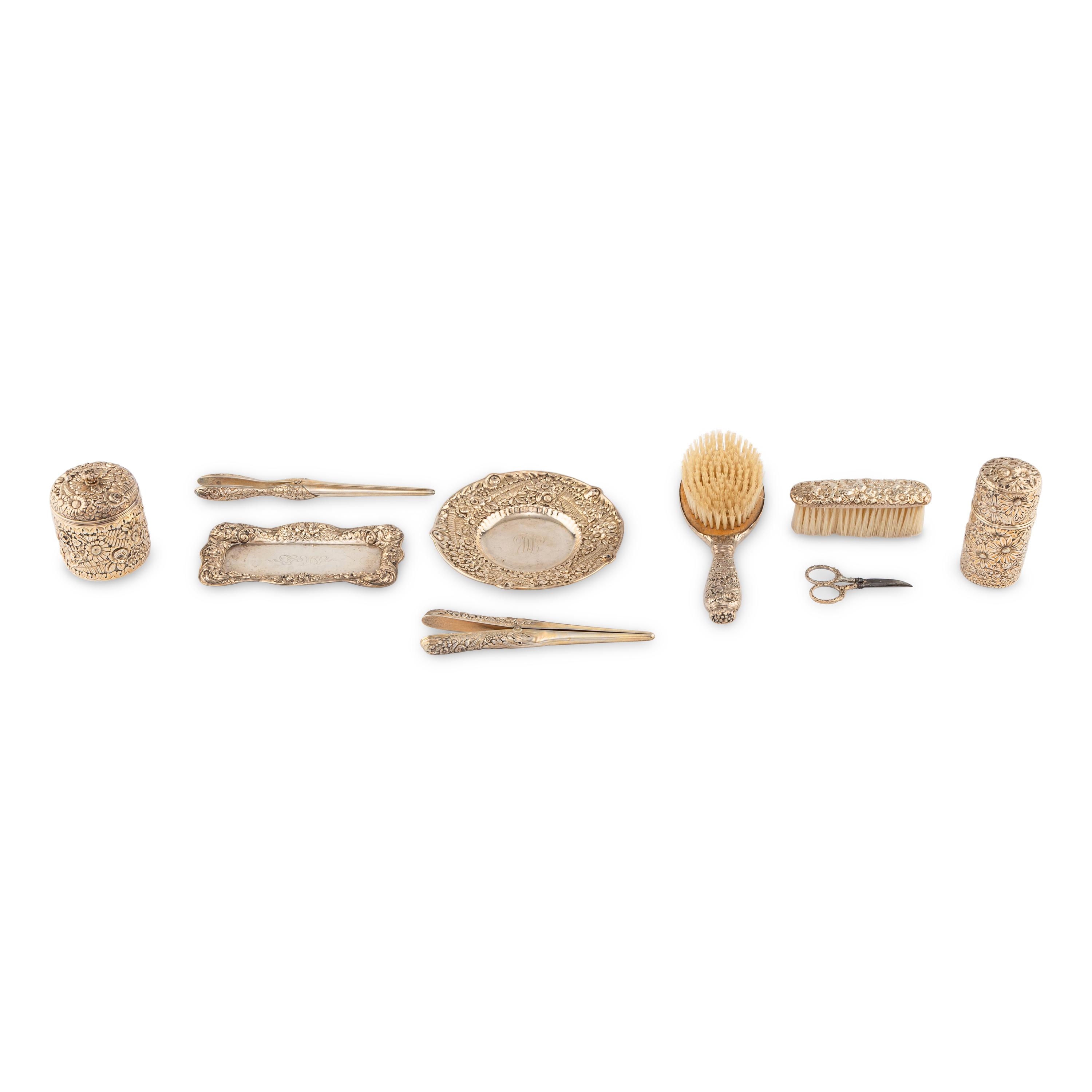An American Silver Nine-Piece Dresser Set