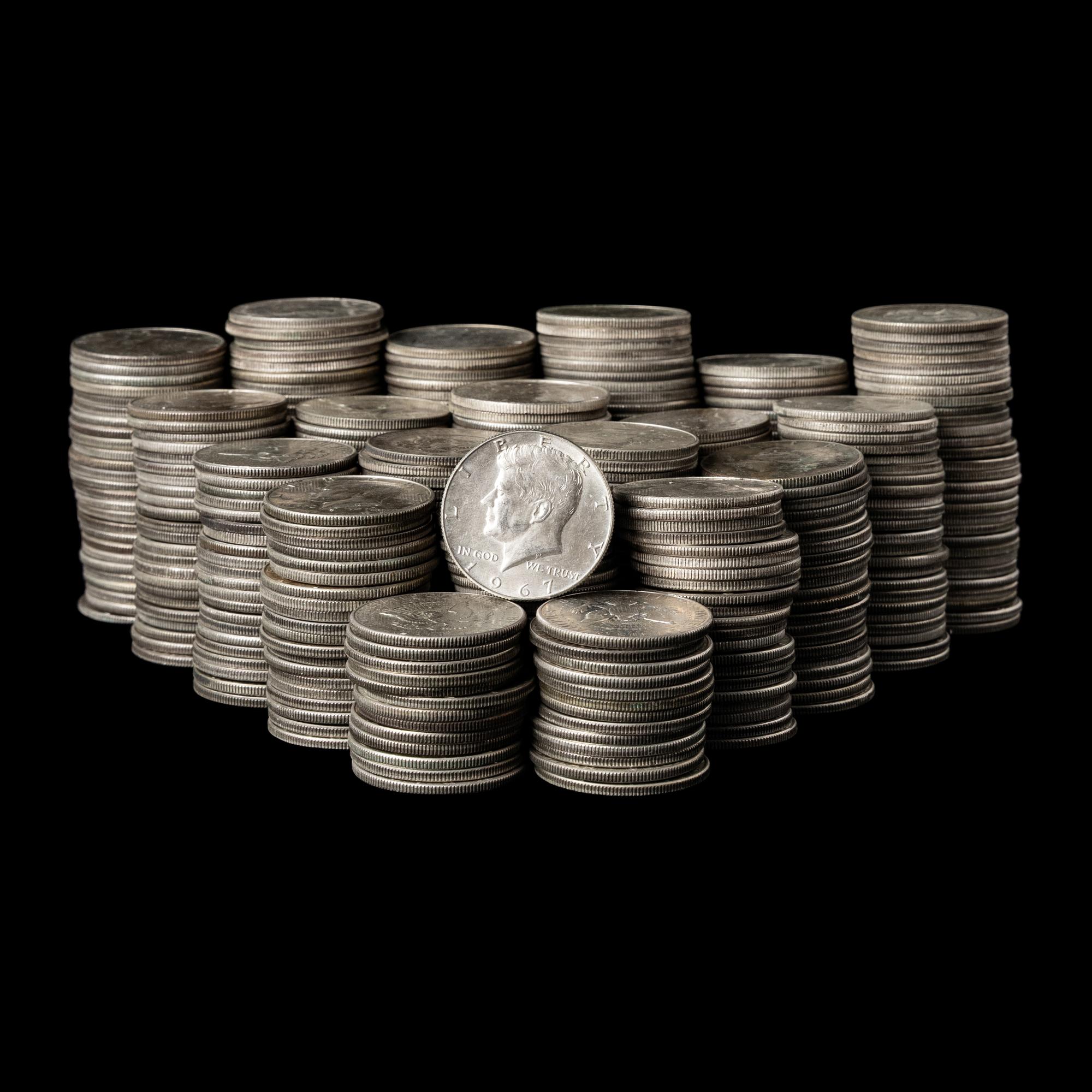 A Collection of Four-Hundred and Fifty 1965-1970 Kennedy 50c Coins