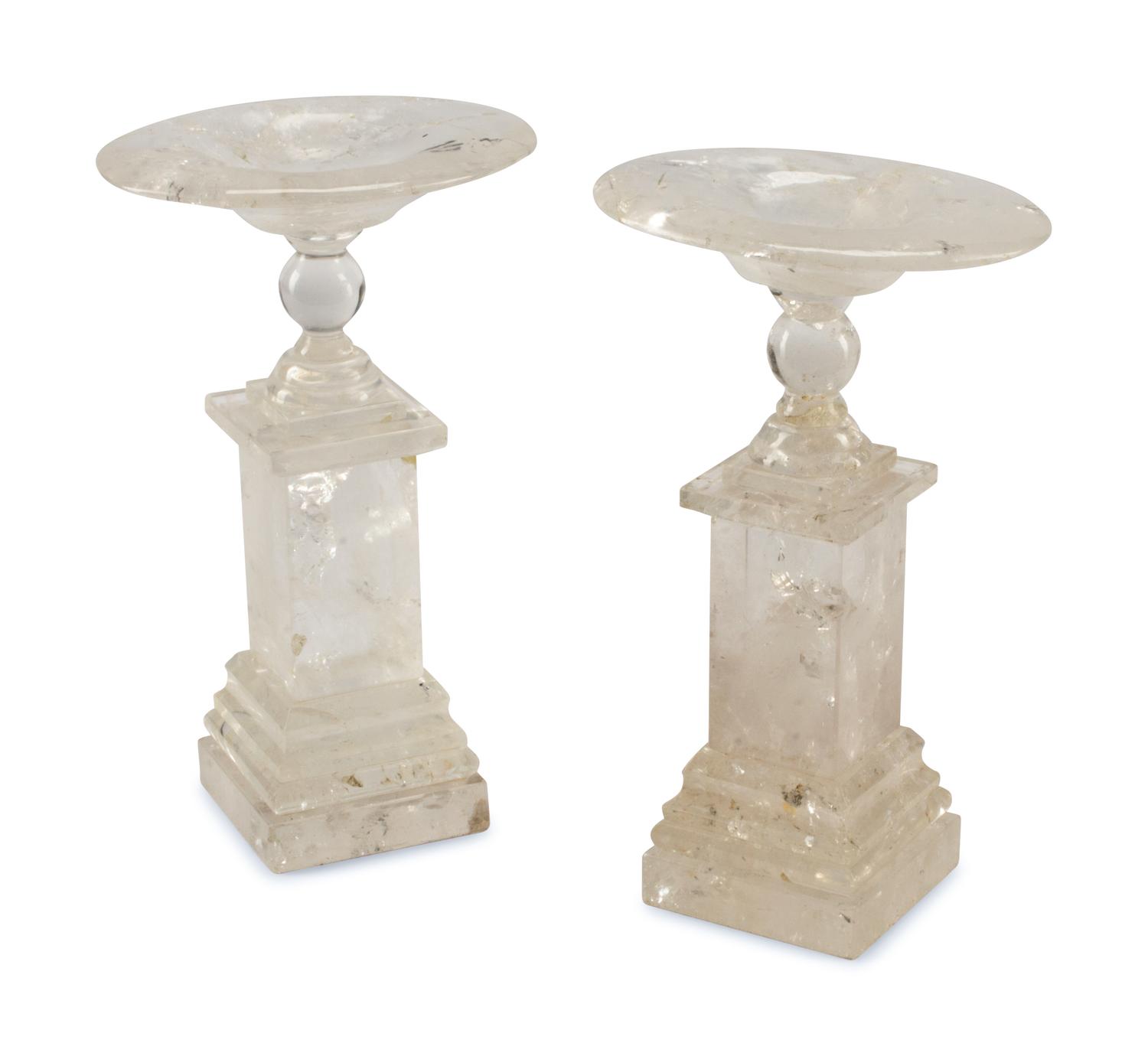 A Pair of Rock Crystal Tazza Ornaments
