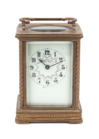 A Brass Carriage Clock Height 6 inches. — SCHUMANN'S SONS, NEW YORK