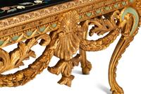 A Pair of Continental Giltwood Console Tables with Pietra Dura Tops