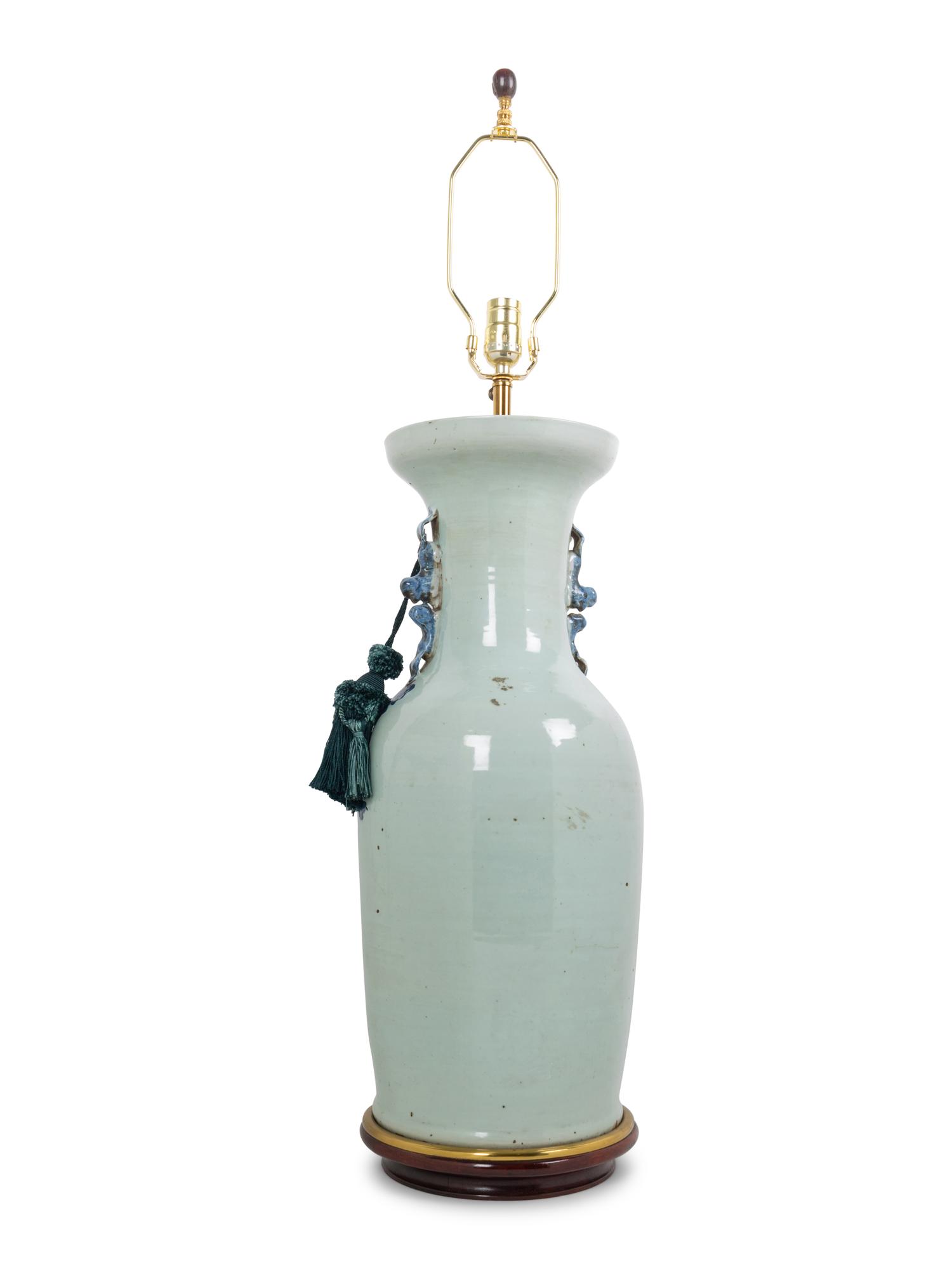 A Blue and White Porcelain Vase Mounted as a Lamp