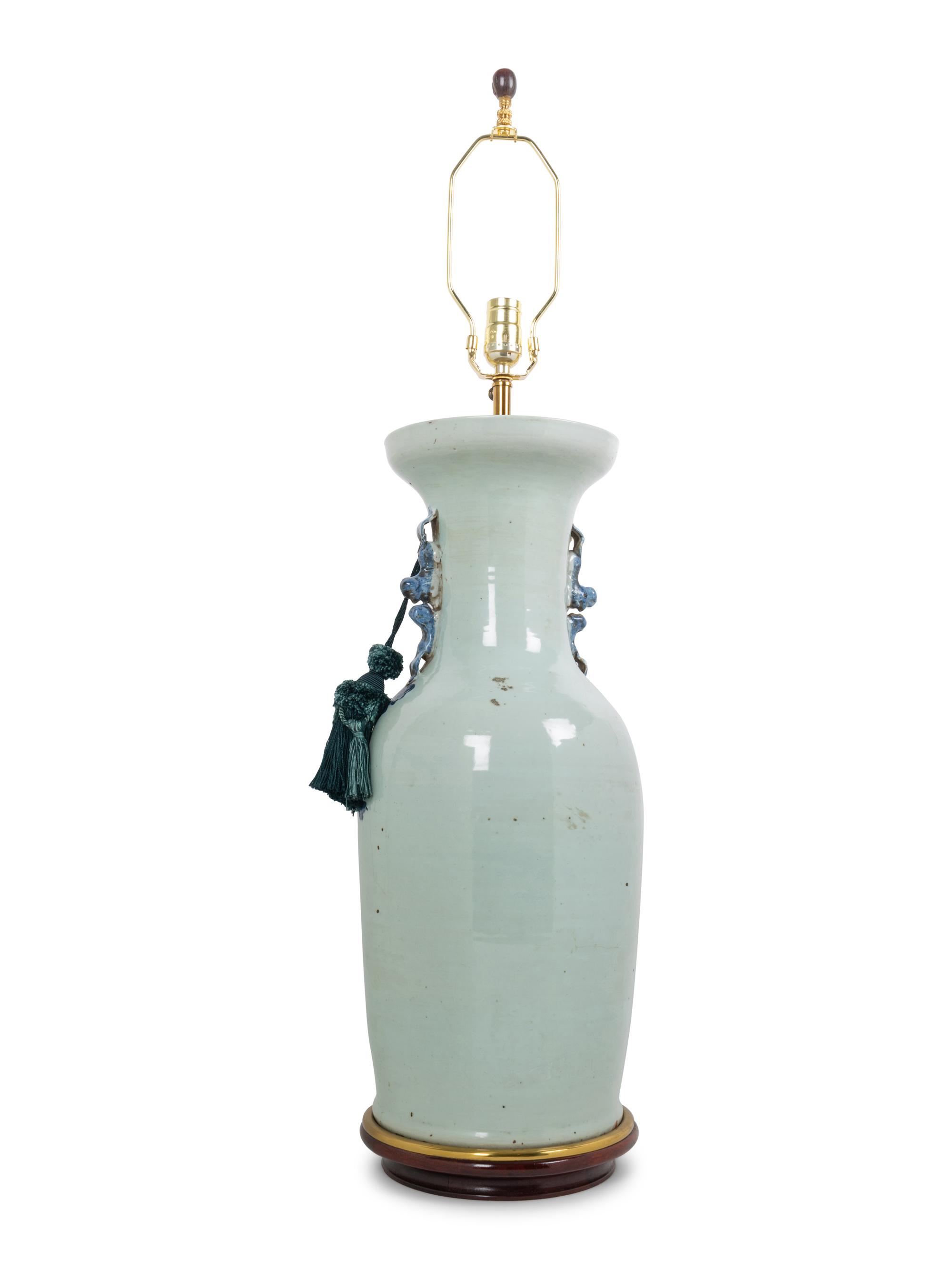 A Blue and White Porcelain Vase Mounted as a Lamp