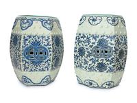 A Near Pair of Chinese Export Porcelain Octagonal Garden Seats