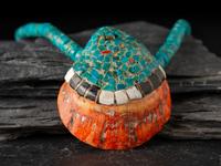Rolled Turquoise and Spiny Oyster Necklace