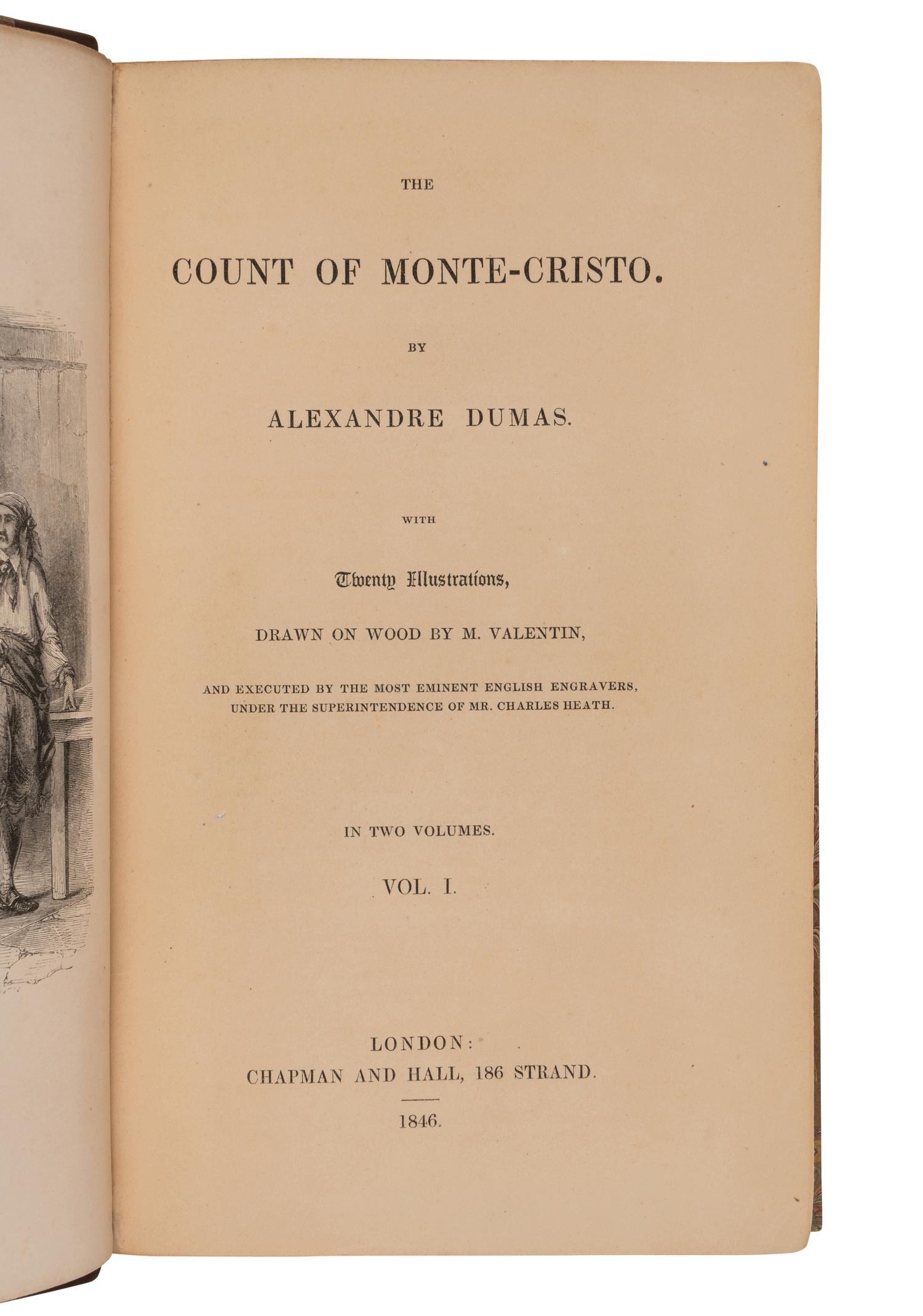 DUMAS, Alexandre (1802-1870). The Count of Monte-Cristo. London: Chapman & Hall, 1846.