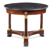 An Empire Gilt Bronze Mounted Mahogany Gueridon Height 31 x diameter of top 38 1/2 inches. — EARLY 19TH CENTURY