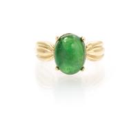 A 14 Karat Yellow Gold and Tsavorite Garnet Ring, 3.60 dwts.