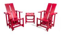A Pair of Modern Painted Garden Chairs Height 40 inches.