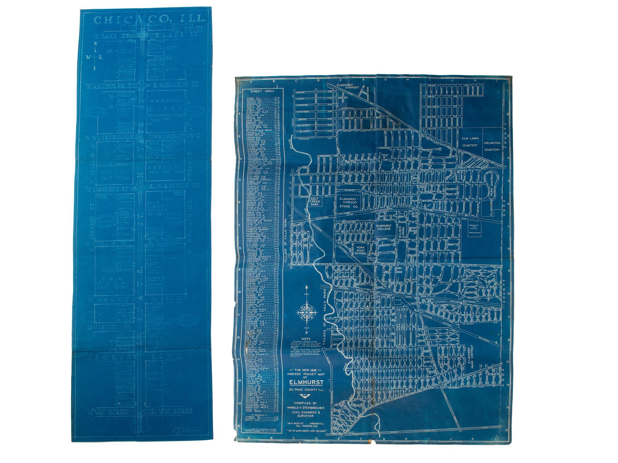 [MAPS & ATLASES -- CHICAGO]. A large group of maps, blueprints, and bonds of Chicago real estate and land development, comprising: