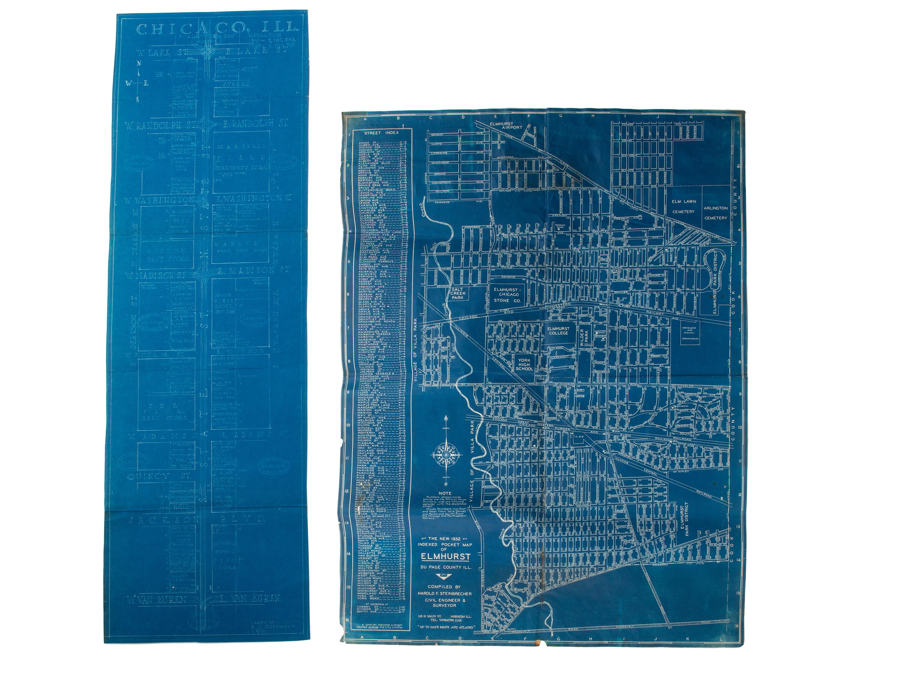 [MAPS & ATLASES -- CHICAGO]. A large group of maps, blueprints, and bonds of Chicago real estate and land development, comprising: