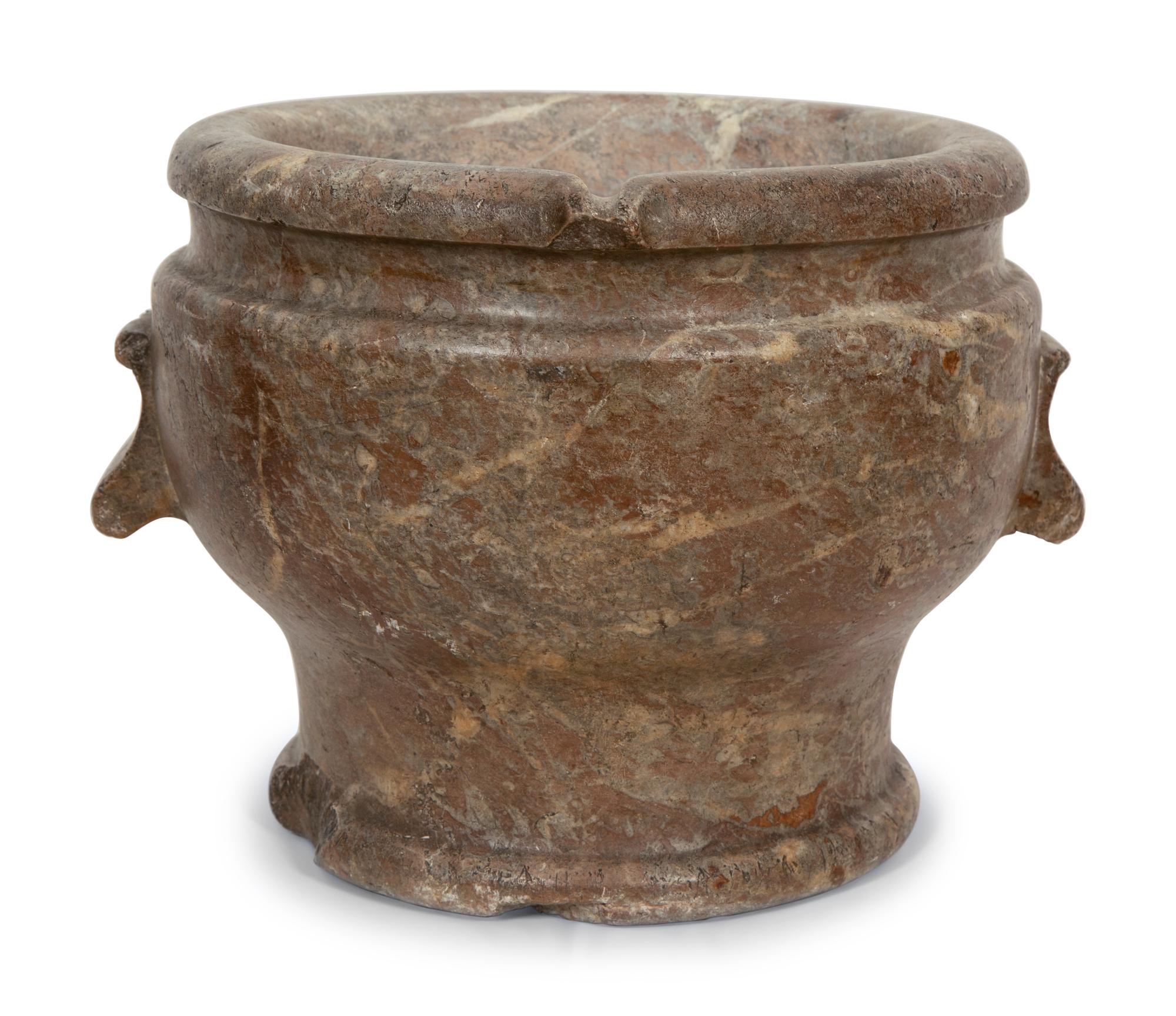 A Continental Carved Marble Mortar