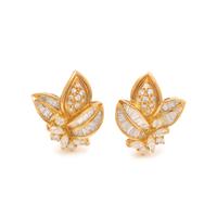 YELLOW GOLD AND DIAMOND EARCLIPS