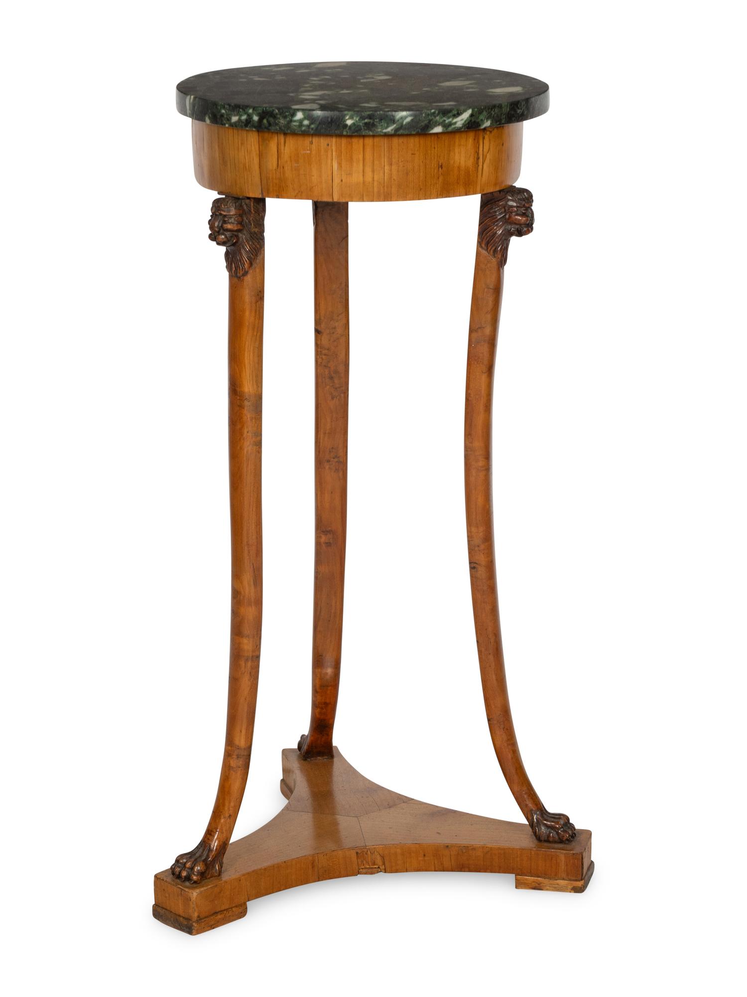 An Italian Neoclassical Fruitwood and Marble-Topped Side Table