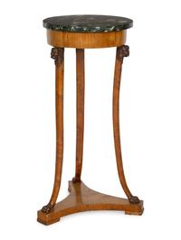 An Italian Neoclassical Fruitwood and Marble-Topped Side Table