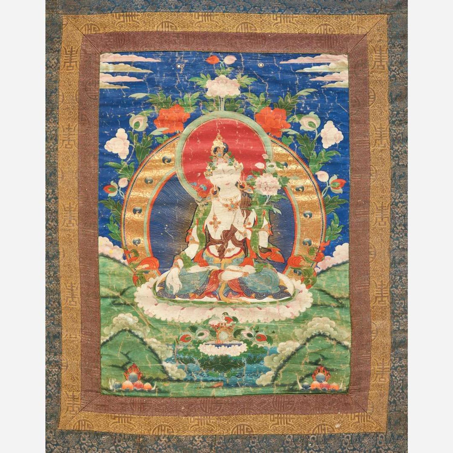A Tibetan Thangka depicting White Tara 19th century or earlier