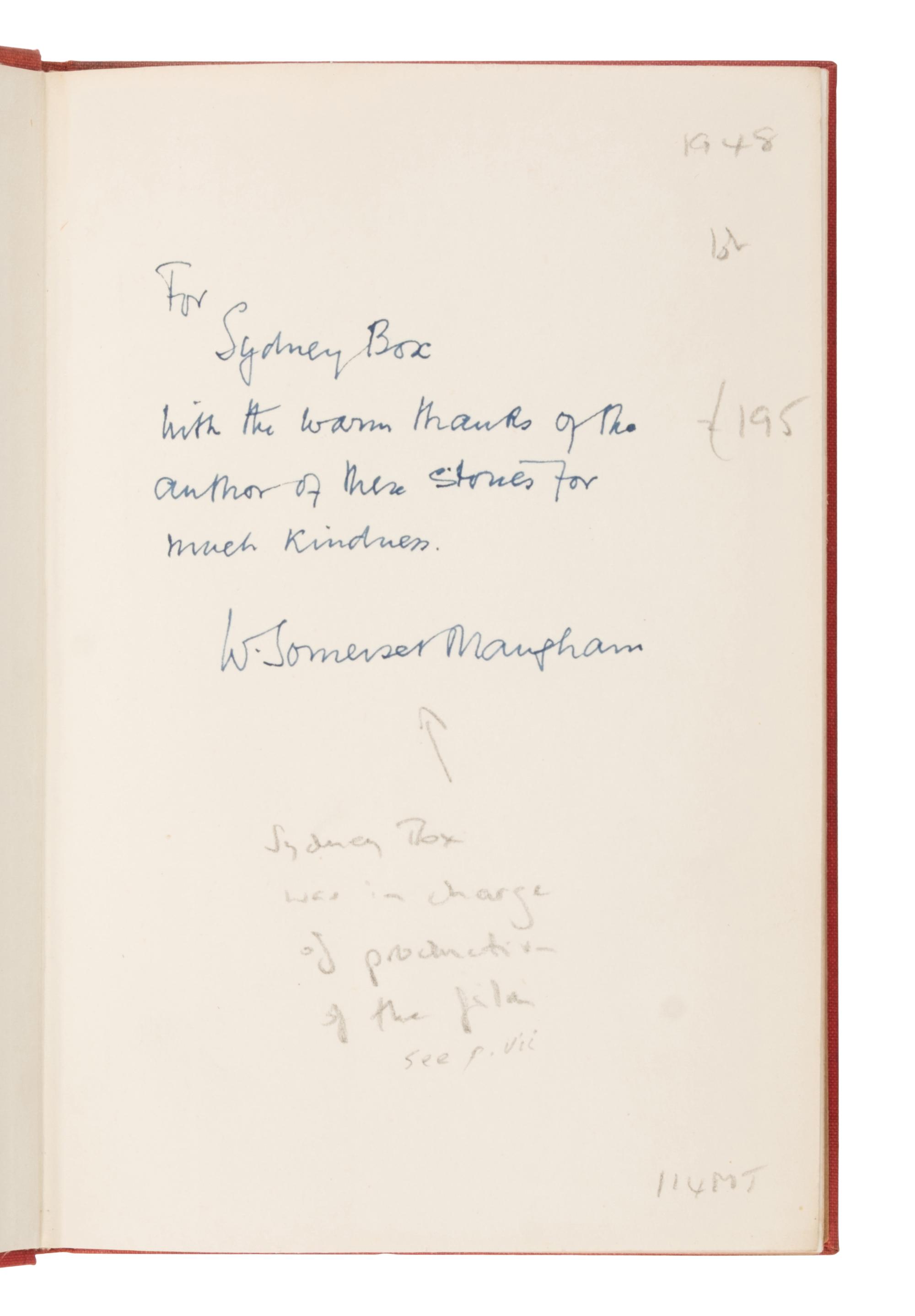 [Literature] Maugham, W. Somerset. Pair of Inscribed Titles