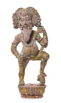 A Southeast Asian Parcel Gilt Wood Figure of a Deity Height 26 3/4 inches.